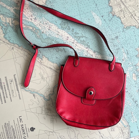 Red Leather Side Satchel - Picture 1 of 6
